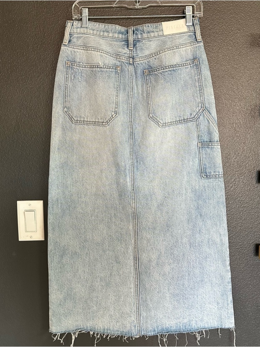 Pistola Alice Workwear carpenter High Rise Midi Denim skirt NWT Size 26 - Picture 6 of 12
